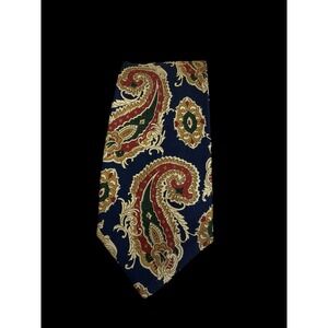DAKS Simpson Handmade Vintage 100% Silk Tie Made In Spain Navy Paisley